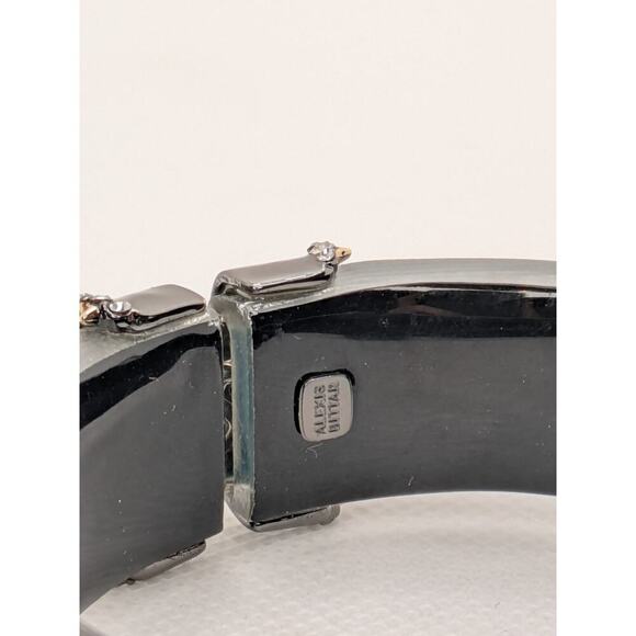 Alexis Bittar Blue Hinge Rhinestone Lucite Triangle Stud Bracelet Size 7.25" - Picture 3 of 6
